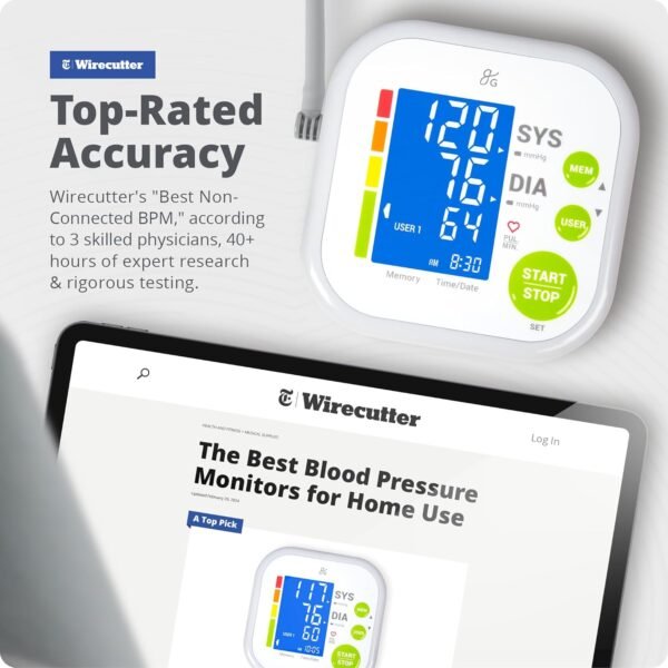 Greater Goods Blood Pressure Monitor - Complete BP Machine Kit with Wall Adapter and Premium Comfort Cuff, Designed in St. Louis - Image 4