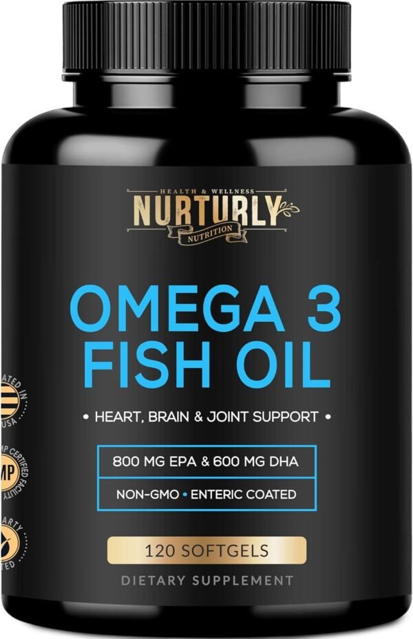 Omega 3 Fish Oil 2000mg, 800mg EPA and 600mg DHA - Enteric Coated and Burpless - Supports Brain, and Heart - Burpless, Non-GMO, 3rd Party Lab Tested and NSF Certified - 120 Softgels - Image 2