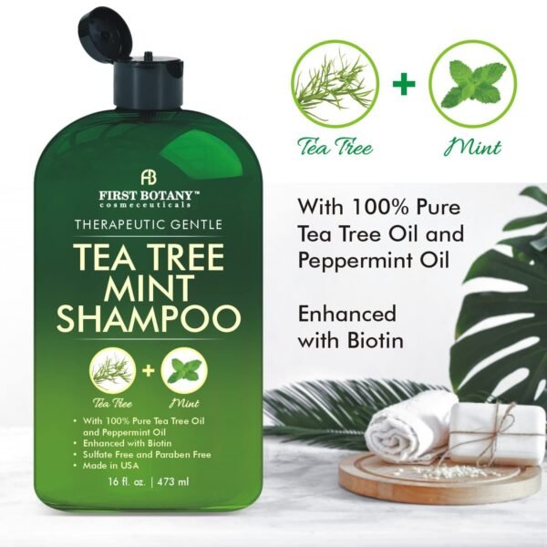 Tea Tree Mint Shampoo and Conditioner - Pure Tea Tree Oil & Peppermint Oil - Fights Hair Loss, Promotes Hair Growth, Fights Dandruff, Lice & Itchy Scalp - for Men and Women Sulfate Free - 16 fl oz x 2 - Image 4