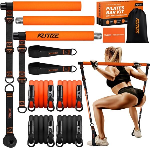 Pilates Bar Kit with Resistance Bands, Pilates Equipment, Multifunctional Pilates Bar for Women & Men, Pilates bar kit for for Hip, Back, Arm, Full-Body Workouts, Home Gym Strength Training Equipment - Image 2