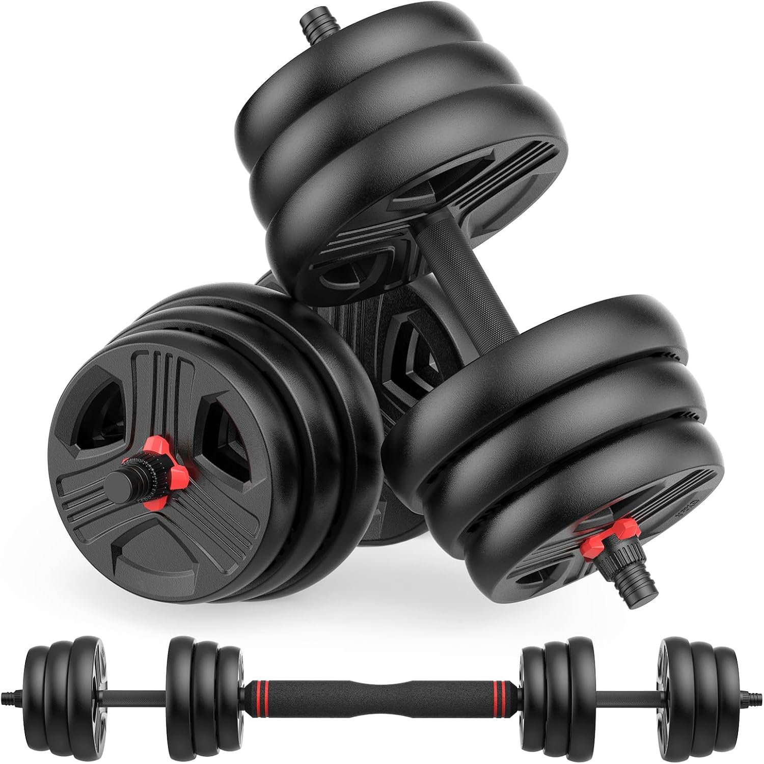 Adjustable Dumbbells Sets, 20/30/40/55/60/70/80/90lbs Free Weights Dumbbells Set of Convertible 2 or 3 in 1 Dumbbells Set Used as Barbell, Kettlebells, A Pair of Lightweight for Home Gym - Image 2
