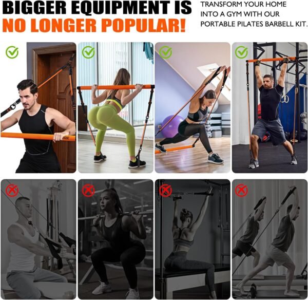 Pilates Bar Kit with Resistance Bands, Pilates Equipment, Multifunctional Pilates Bar for Women & Men, Pilates bar kit for for Hip, Back, Arm, Full-Body Workouts, Home Gym Strength Training Equipment - Image 4