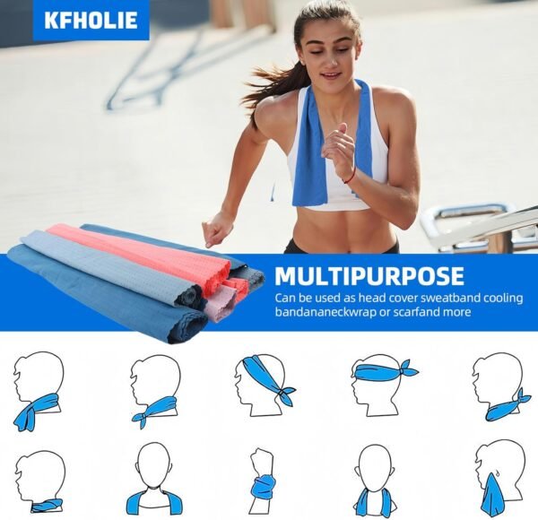 2 Cooling Towels 40''x12'',Cooling Towels for Neck and face Ideal for Gym, Yoga, Sports, Fitness, Running, Traving,Camping,Instant Relief Heat and Sweat,Stay Cool and Comfortable(2, Blue) - Image 7