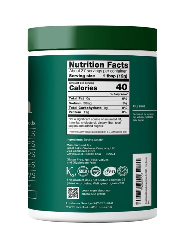 Great Lakes Wellness Collagen Peptides Powder for Skin, Hair, Nails, Joints & Digestion - Unflavored - Quick Dissolve Hydrolyzed, Non-GMO, Keto, Kosher - 16 oz - 2 Pack - Packaging May Vary - Image 6