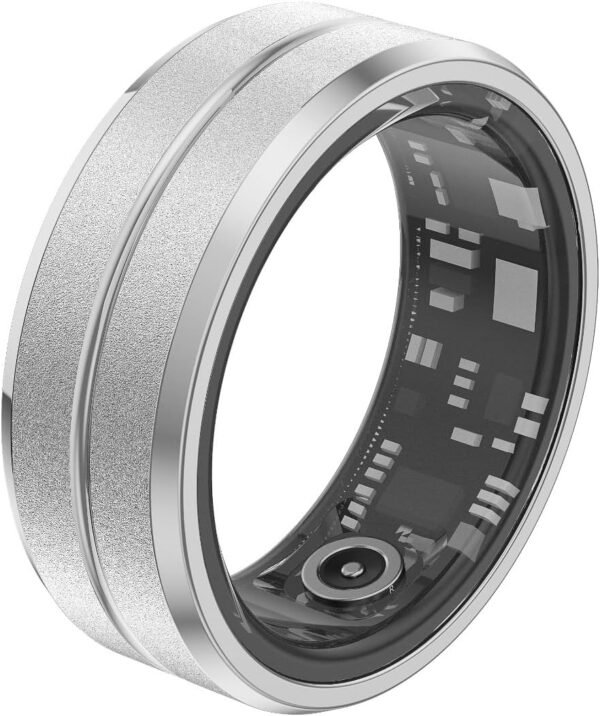 Smart Fitness Tracker Ring, Sleep Monitoring Pedometer Ring with APP for Android iOS, IP68 Waterproof Stainless Steel Health Tracker with Charging Case, Couple's Ring, Gift - Image 2