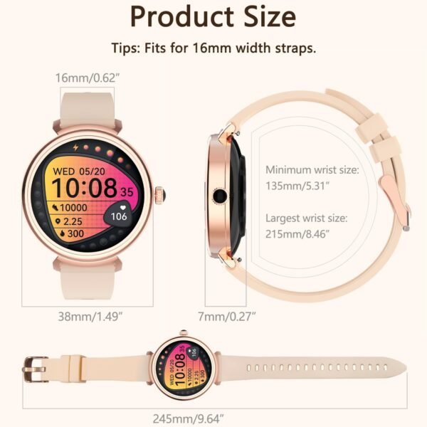 Smart Watch for Women with Answer/Make Call,1.27" HD Waterproof with DIY Faces,Fitness Tracker Smart Watch with Heart Rate,SpO2,Sleep Monitoring Compatible with iOS/Android - Image 8