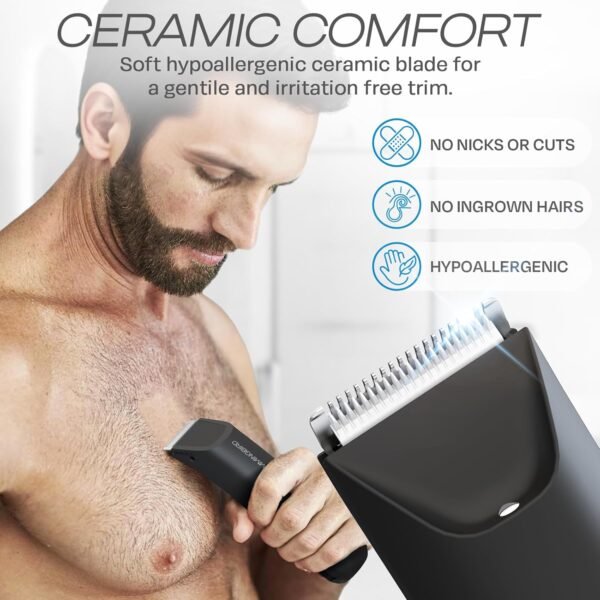 HUMMINGBIRD MK5 Pubic Hair Trimmer for Men – Ceramic Blade, No Nick, No Cut, Ball Trimmer, Waterproof, USB-C Rechargeable, LED Display, Charging Dock & Travel Pouch, Body Trimmer & Ball Shaver - Image 3