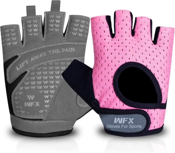 Weight Lifting Gym Gloves Fitness Workout Breathable Ladies Gloves Non-Slip Silicone Padded Palm Protection Elasticated Strength Training Equipment Half Finger Exercise - Image 2