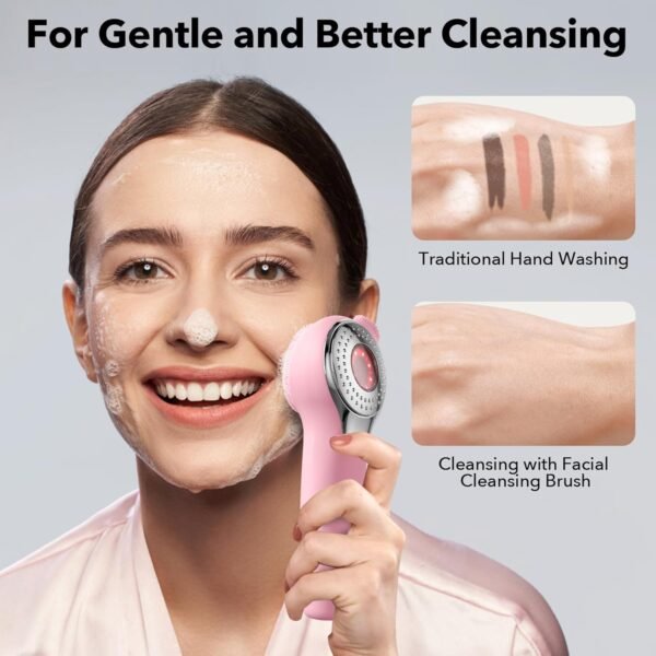 Facial Cleansing Brush Face Scrubber, Alyfini Silicone Electric Deep Cleaning Exfoliating Brush with Nose Scrub Blackhead Remover, Waterproof Rechargeable Thermal Massager Skin Care Routine Men Women - Image 3