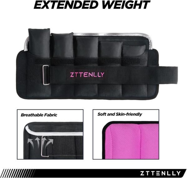 5/10/15/18/20lbs Pair Adjustable Ankle Weights with Carry Bag Sets for Women Men Kids To Running, Walking, Fitness Training, Yoga, - Image 4