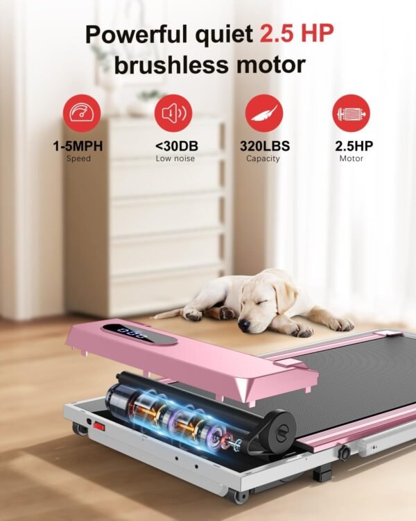 Foldable Walking Pad Treadmill, 6.2MPH Folding Treadmill Under Desk with Handle Bar for Office Home, 2.5HP Running Machine with Remote Control, Safety Lock, 300LBS Weight Capacity - Image 5