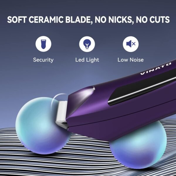 VINATO Electric Body Hair Trimmer - Manscape Ball Trimmer, Groin Hair Trimmer for Men, Waterproof Ball Shaver, USB Recharge Dock Replaceable Ceramic Blade, 90 Mins Battery Life - Image 3