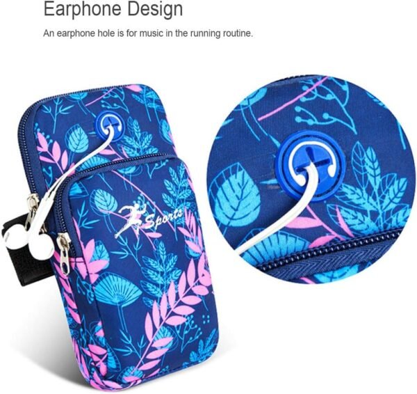 Sports Arm Bag, Universal Unisex Armbands Exercise Workout Running Gym Armbands Phone Holder Pouch Case with Earphone Hole for iPhone, Samsung Galaxy and LG,#6Blue - Image 4
