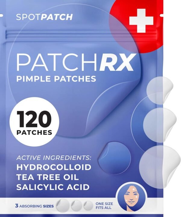 PatchRx Salicylic Pimple Patches (120 Pack), Salicylic Acid Acne Patches with Tea Tree Oil - Zit Patch and Pimple Stickers for Face for Skin Care - Salicylic Acid Acne Dots (Packaging May Vary) - Image 2