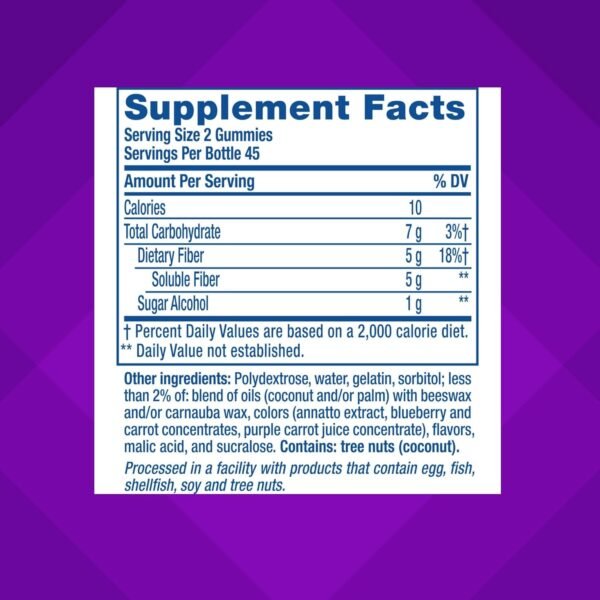 Vitafusion Fiber Well Sugar Free Fiber Gummies Supplement, Peach, Strawberry, And Blackberry Flavored Supplements, 90 Count - Image 5