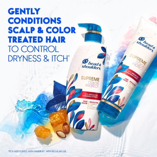 Head & Shoulders Dandruff Shampoo and Conditioner, Supreme Color Protect with Argan Oil and Manuka Honey, 11.8 Oz, 9.4 Oz - Image 7