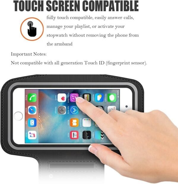 [1 Pack] Water Resistant Sports Armband for iPhone 7/7 Plus, 6/6S Plus (5.5-Inch), Galaxy S6/S7 Edge, y Note 5, with Key Holder/Flap High Visibility Night Reflective Running Exercise Armband - Image 4