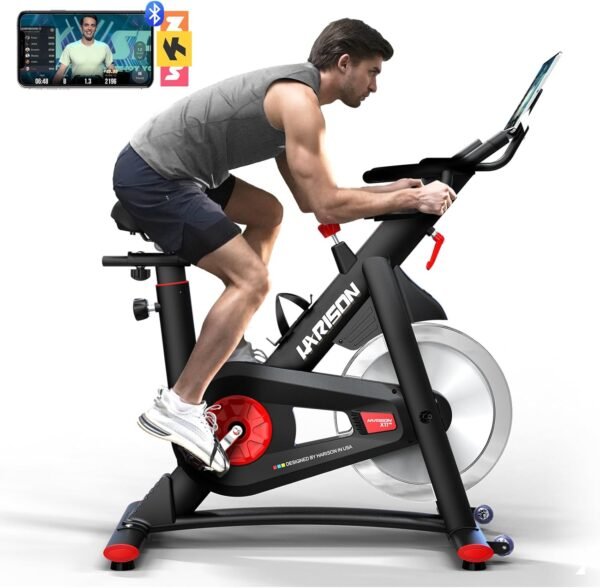 HARISON Semi Commercial Exercise Bike - Stationary Bike for Home Gym - Silent Magnetic Indoor Cycling Bike with Tablet Mount & Comfortable Seat Cushion, 380LBS/400LBS Weight Capacity Workout Bike - Image 2