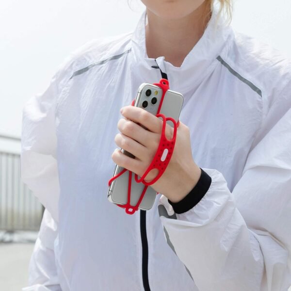 BONE Run Tie Handheld 1, Handheld Running Phone Holder with Wrist Lanyard, Skin-Friendly Silicone Hand Strap for Workout, Universal Sport Phone Carrier Compatible with Most Smartphone (Red) - Image 8