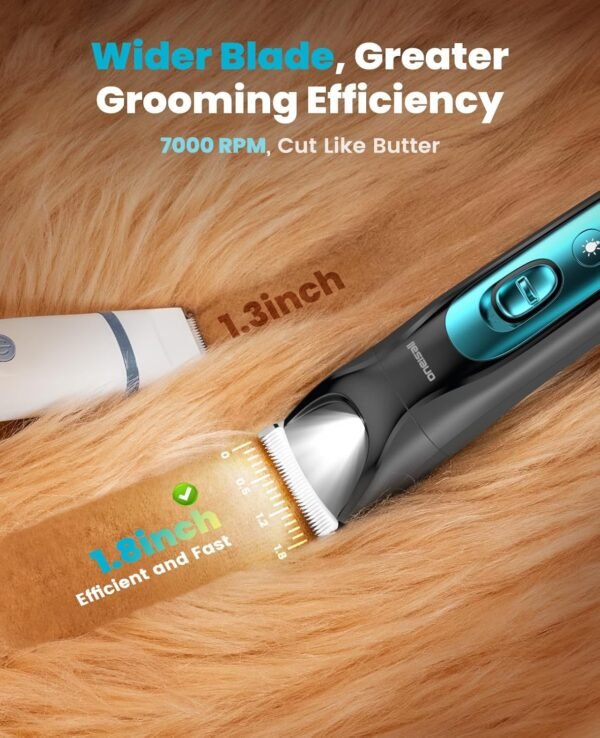 oneisall Silent Dog Clippers for Grooming, LED Light Dog Paw Trimmer Dog Nail Grinder, Rechargeable 2000mAh Dog Grooming Clippers Cordless Dog Hair Trimmer Electric Dog Trimmer for Small Dog Large Dog - Image 4