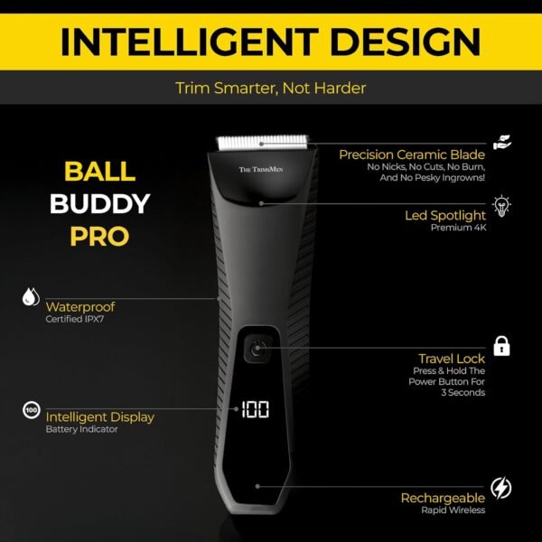 No Nick Ball Trimmer, Body Hair Trimmer for Men, Manscape Razor, Ceramic Blades, Waterproof, Electric Groin, Groin Trimmer, Pubic Shaver, Nose Trimmer, Manscape Kit, Valentine's Gift - Image 3