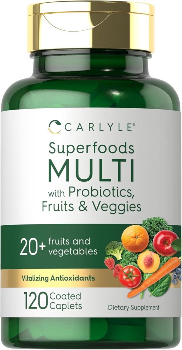 Carlyle Fruits and Veggies Supplement | 120 Count | Superfood Multivitamin with Probiotics | Made with 20 Fruits and Vegetables | Non-GMO & Gluten Free - Image 2