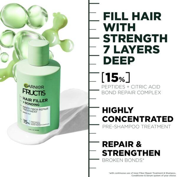 Garnier Fructis Hair Filler Bonding Inner Fiber Rinse Out Pre Shampoo Treatment With Bond Repair Complex, 10.1 Fl Oz, 1 Count - Image 6