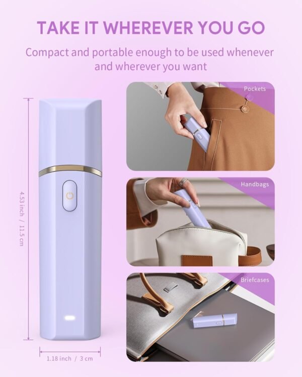 Portable Nose Hair Trimmer, Type-C Rechargeable Nose Hair Trimmer Clipper, Professional Painless Trimmer for Men Women, Smoother Cutting (Purple,1pc) - Image 5