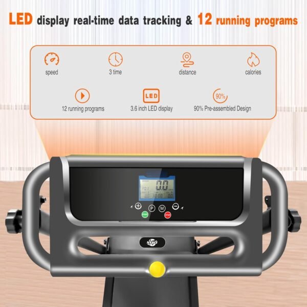 Folding Treadmill, 3.0HP Portable Foldable Treadmills for Home with 12 Preset Programs, LED Display, Compact Small Treadmill for Office, Walking Pad Treadmill, 300 LBS Capacity - Image 4