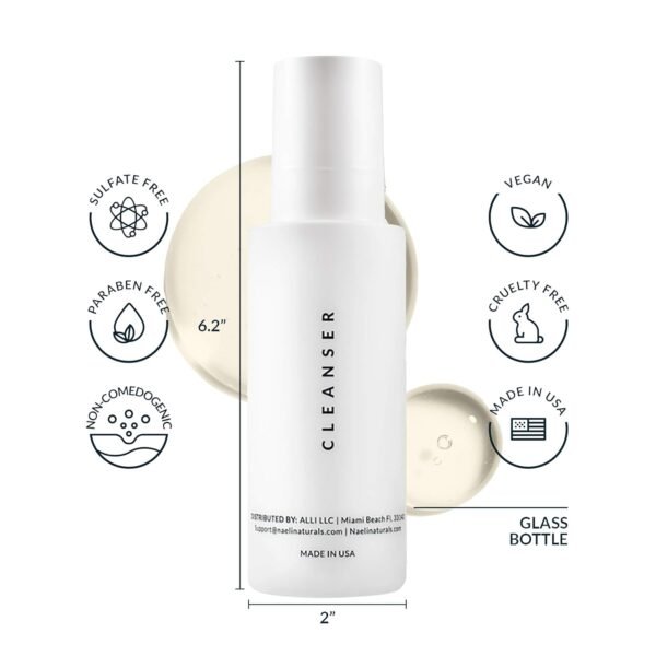 NAELI Gentle Face Cleanser - All Natural Anti Aging Vitamin C Face Wash for Sensitive & Dry Skin with Hyaluronic Acid & Antioxidants - Vegan & Cruelty Free, 4 oz - Image 4