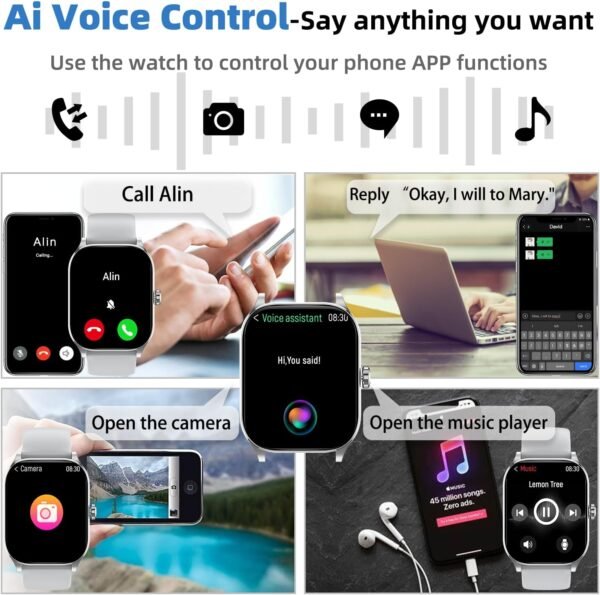 Smart Watch (Answer/Make Call), 1.85" Smartwatch for Android Phones and iPhone with Heart Rate,Sleep Monitor,Pedometer, 100+Sports Fitness Watch, IP68 Waterproof Fitness Tracker for Men Women - Image 8