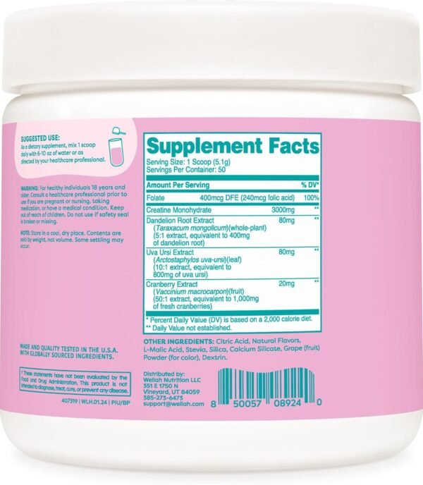 Pump-It-Up Creatine (50 Servings, Blueberry Pomegranate) - Creatine Monohydrate with Dandelion, Uva Ursi, & Cranberry Extract - Image 5