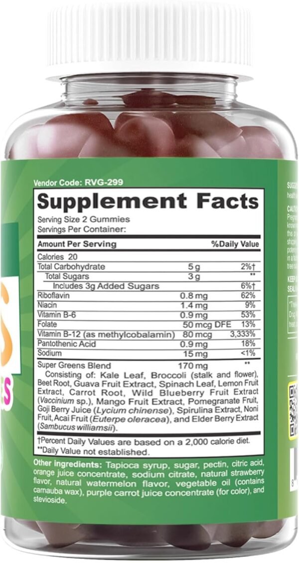Feel Great Super Green Gummies for Kids | Fruit and Vegetable Gummies | Vegan Veggie Gummy Multivitamin for Kids | Veggie Fiber Supplement | 60 Count - Image 10