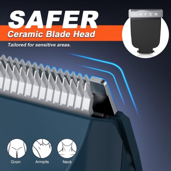 Body Hair Trimmer for Men with Storage Bag, 2-in-1 Groin Hair Trimmer & Body Groomer Ball Shaver Electric Razor for Men Pubic Hair with 2 Replaceable Ceramic Blades, Gifts for Him Husband - Image 3