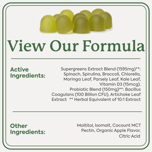 Plant People WonderGreens Veggie Gummies Super Greens with Probiotics Multivitamin Support Gummy for Wellbeing, Energy, Immune and Gut Health, Green Apple Flavor (Trial Size, 10 Count) - Image 9