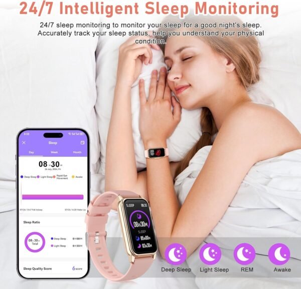Fitness Tracker with Step Counter/Calories/Stopwatch, Activity Tracker, Health Tracker with Heart Rate Monitor, Sleep Tracker,1.47'' Touch Color Screen, Pedometer Watch for Women Men - Image 6