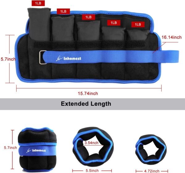 Adjustable Ankle Weights 1-5/10/12 Lbs Leg Weights for Men Women,Wrist Ankle Weights for Physical Therapy,Yoga Pilates,Workout,Walking,Jogging - Image 3