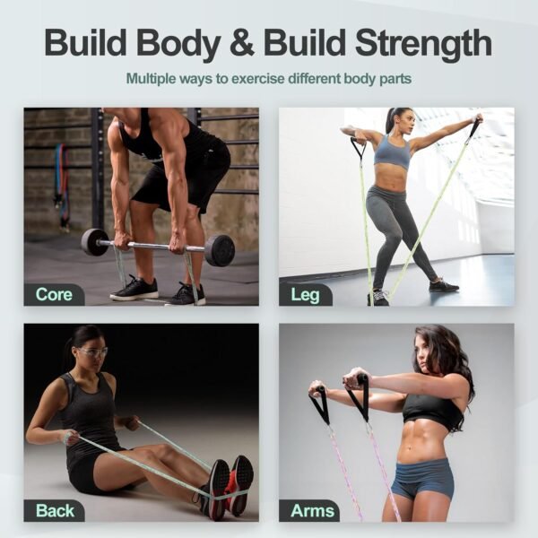 Odoland 5 Packs Pull Up Assist Bands, Pull Up Straps, Resistance Bands with Door Anchor and Handles, Stretch Mobility, Powerlifting and Extra Durable Exercise Bands with eGuide - Image 6