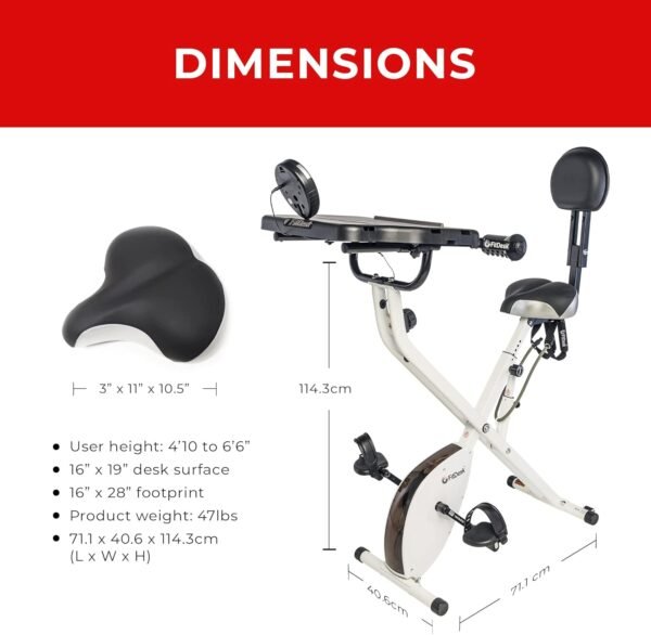 FitDesk Bike Desk 3.0 - Adjustable Height Standing Desk Exercise Bike, Built-in Tablet Holder, Lightweight Stationary Laptop Table for Home Office, Supports Up to 300 lbs, Ideal for Home Workouts - Image 5