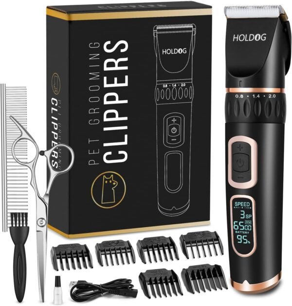 Dog Clippers Professional Heavy Duty Grooming Clipper 3-Speed Low Noise High Power Rechargeable Cordless Pet Tools for Small & Large Dogs Cats Pets with Thick Coats - Image 2