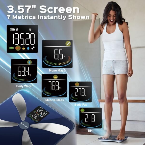 Smart Weight Scale with BMI Body Fat Muscle Mass, Lepulse Updated X-Shaped Electrode Scale for Body Weight and Fat Percentage, 13 Body Composition Scale Large Display, Digital Bathroom Scale with App - Image 3