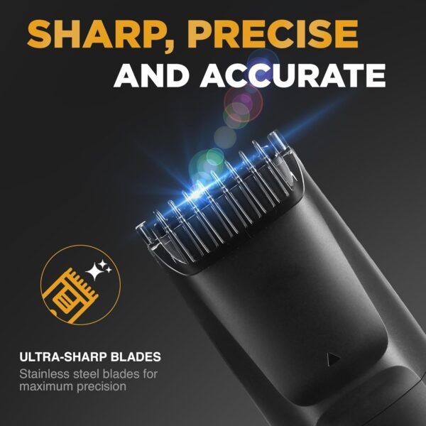Vacutrim Cordless Mens Beard Trimmer, Rechargeable Electric Shaver with 20 Trim Setting Calibration Dial and Built-in Vacuum for Mustache, Sideburns. Facial Hair, Black, 7.5", As Seen On TV - Image 3