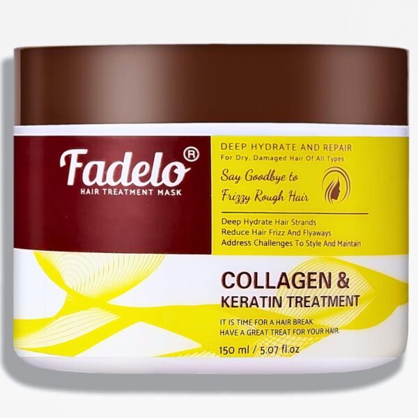 Keratin & Collagen Hair Mask - Argan Oil & Vitamin E Deep Repair for Damaged Hair - Hydrating Treatment, Yellow - Image 2