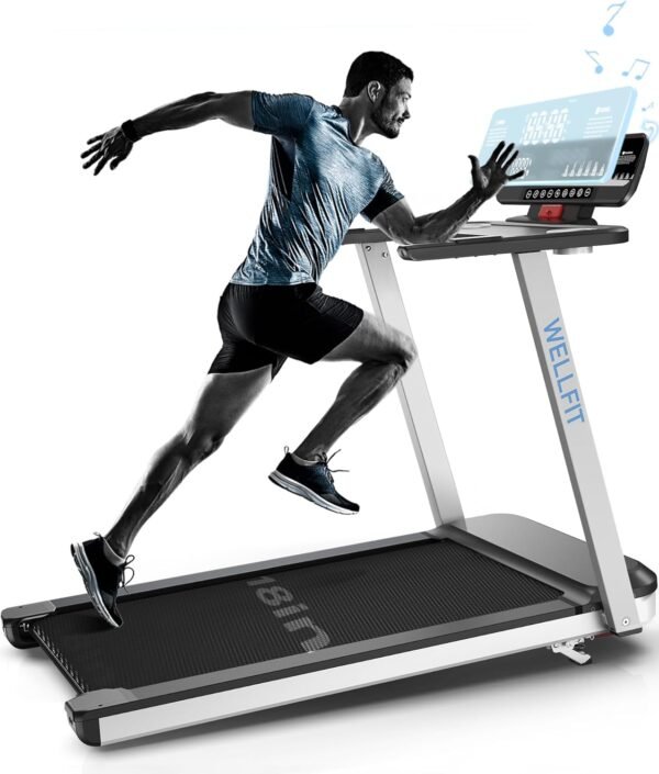 3.5HP Incline Foldable Treadmill for Home 350+ lb Capacity, Voice Control Smart Treadmill Work with WELLFIT KINOMAP, 18IN Widen Belt|Heart Rate Monitor|Music Player|12 Preset Programs - Image 2