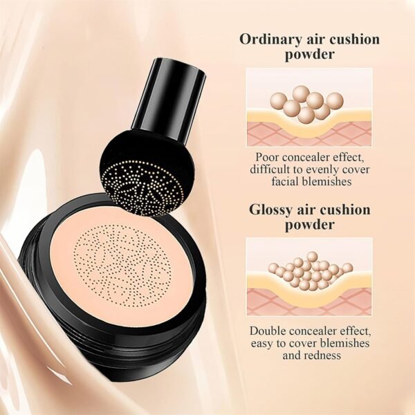 Mushroom Head Air Cushion CC Cream Strong Concealer, Moisturizing BB Cream Makeup Base Primer Even Skin Tone for All Skin Types, Face Makeup Cushion Foundation Long Lasting (Nude) - Image 9