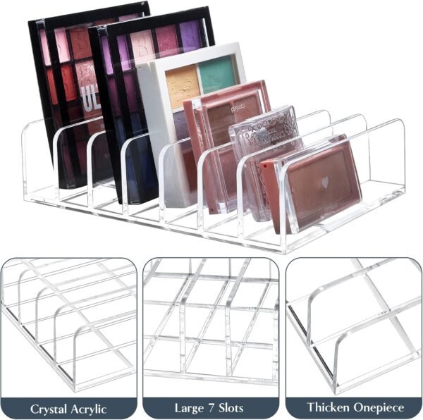TUZAZO 2 Pack Acrylic Eyeshadow Palette Makeup Organizer - 7-Section Makeup Palette Organizer - Cosmetics Display Storage Holder for Eyeshadow Palettes Blush Contour Kits Sunglasses - Image 4