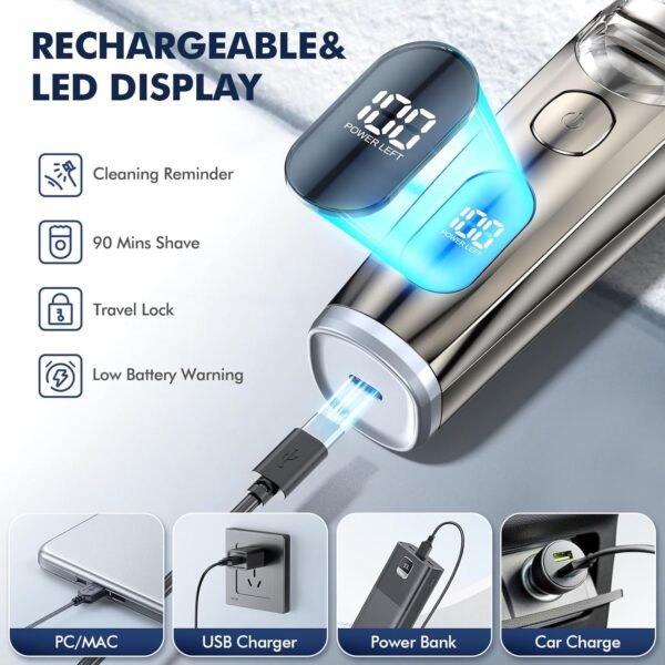 Vacuum Beard Trimmer for Men, Upgrade Adjustable Length with 2 Comb, Electric Vacuum Trimmer for Beard, Mustache and Stubble, Waterproof and Rinses Easy, High Precision Blades for Skin fit - Image 7
