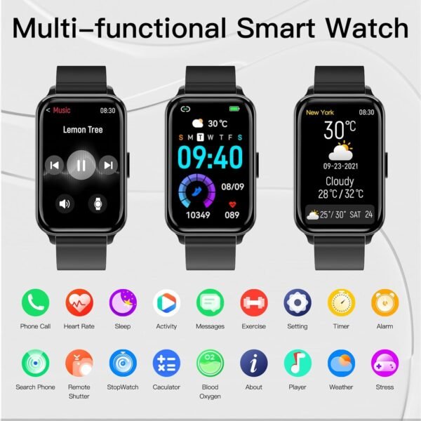 Fitness Tracker Smart Watch Make/Answer Calls for Women Men with Heart Rate Blood Oxygen Sleep Monitor Sports Modes Step Calorie Counter IP68 Waterproof for Android Phones and iPhone - Image 3