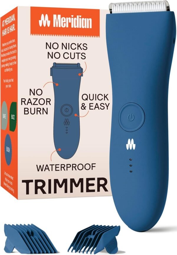 MERIDIAN Body Hair Trimmer for Men, Pubic Hair Trimmer Balls, Body Shaver for Men Groin Safe, Electric Ball Shavers, Bikini Razors Women, Waterproof & Rechargeable - Ocean - Image 2