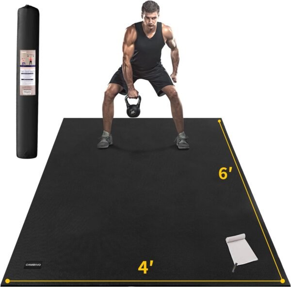 CAMBIVO Large Exercise Mats for Home Workout, 6' x 4' x 7 mm Extra Thick Workout Mats for Home Gym, Gym Mats for Jump Rope, Weights, Cardio, Fitness, Shoe-Friendly - Image 2
